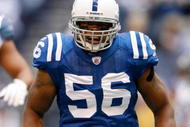 INDIANAPOLIS - OCTOBER 04: Tyjuan Hagler #56 of the Indianapolis Colts celebrates a tackle during the NFL game against the Seattle Seahawks at Lucas Oil Stadium on October 4, 2009 in Indianapolis, Indiana. (Photo by Andy Lyons/Getty Images)