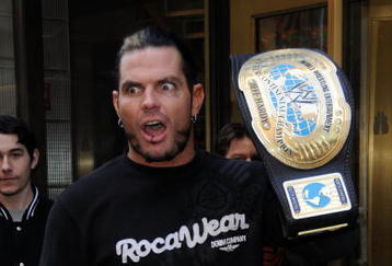 NEW YORK - DECEMBER 18:  Wrestler Jeff Hardy arrives at the WWE and USA Network help U.S Marine Corp Toys for Tots Foundation event at the NBC Experience store on December 18, 2007 in New York City.  (Photo by Bryan Bedder/Getty Images)
