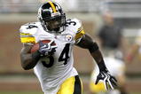 DETROIT , MI - OCTOBER 11:  Rashard Mendenhall #34 of the Pittsburgh Steelers runs for a first quarter touchdown while playing the Detroit Lions on October 11, 2009 at Ford Field in Detroit, Michigan. Pittsburgh won the game 28-20. (Photo by Gregory Shamus/Getty Images)
