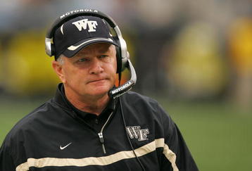 CHARLOTTE, NC - DECEMBER 29:  Head coach Jim Grobe of the Wake Forest Demon Deacons watches on during their game against the Connecticut Huskies at Bank of America Stadium on December 29, 2007 in Charlotte, North Carolina.  (Photo by Streeter Lecka/Getty Images)