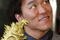 CHIBA, JAPAN - FEBRUARY 3:  Baseball player Hideki Matsui holds a small gold Godzilla figure given to him for his nickname, at a news conference before he heads to New York February 3, 2003 in Chiba, Japan. The Japanese slugger signed a three-year, $21 million contract with the Yankees and will report to training camp this month.  (Photo by Junko Kimura/Getty Images)