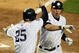 NEW YORK - NOVEMBER 04: (L-R) Mark Teixeira #25 and Alex Rodriguez #13 of the New York Yankees celebrate after they scored on a 2-run double by Hideki Matsui #55 in the bottom of the fifth inning against the Philadelphia Phillies in Game Six of the 2009 MLB World Series at Yankee Stadium on November 4, 2009 in the Bronx borough of New York City. (Photo by Al Bello/Getty Images)