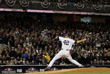 NEW YORK - NOVEMBER 04:  Mariano Rivera #42 of the New York Yankees throws a pitch against the Philadelphia Phillies in Game Six of the 2009 MLB World Series at Yankee Stadium on November 4, 2009 in the Bronx borough of New York City.  (Photo by Jed Jacobsohn/Getty Images)