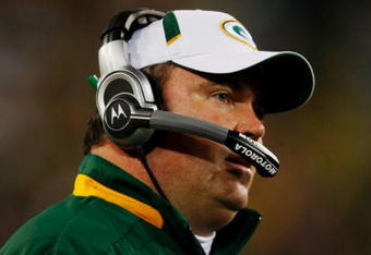 GREEN BAY, WI - NOVEMBER 01:  Head coach Mike McCarthy of the Green Bay Packers watching the action during the third quarter of the game against the Minnesota Vikings at Lambeau Field on November 1, 2009 in Green Bay, Wisconsin. (Photo by Scott Boehm/Getty Images)