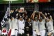 NEW YORK - NOVEMBER 04: (L-R) A.J. Burnett #34, Jorge Posada #20, Derek Jeter #2, Mariano Rivera #42 (holding trophy) Robinson Cano #24 and Nick Swisher #33 of the New York Yankees against the Philadelphia Phillies in Game Six of the 2009 MLB World Series at Yankee Stadium on November 4, 2009 in the Bronx borough of New York City. (Photo by Chris McGrath/Getty Images)