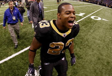 NEW ORLEANS - NOVEMBER 2:  Pierre Thomas #23 of the New Orleans Saints leaves the field after his teams 35-27 victory over the Atlanta Falcons in the game at the Louisiana Superdome on November 2, 2009 in New Orleans, Louisiana. (Photo by Chris Graythen/Getty Images)