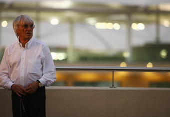 ABU DHABI, UNITED ARAB EMIRATES - OCTOBER 29:  F1 supremo Bernie Ecclestone is interviewed on the roof of the press centre during previews to the Abu Dhabi Formula One Grand Prix at the Yas Marina Circuit on October 29, 2009 in Abu Dhabi, United Arab Emirates.  (Photo by Paul Gilham/Getty Images)