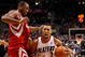 PORTLAND, OR - OCTOBER 27:  Brandon Roy #7 of the Portland Trail Blazers drives against Chuck Hayes #44 of the Houston Rockets during the season opener on October 27, 2009 at the Rose Garden in Portland, Oregon. NOTE TO USER: User expressly acknowledges and agrees that, by downloading and or using this Photograph, user is consenting to the terms and conditions of the Getty Images License Agreement.  (Photo by Jonathan Ferrey/Getty Images)
