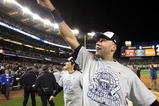 NEW YORK - NOVEMBER 04:  Derek Jeter #2 and Hideki Matsui #55 of the New York Yankees celebrate after their 7-3 win against the Philadelphia Phillies in Game Six of the 2009 MLB World Series at Yankee Stadium on November 4, 2009 in the Bronx borough of New York City.  (Photo by Jed Jacobsohn/Getty Images)