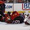SUNRISE, FL - NOVEMBER 4: Goaltender Tomas Vokoun #29 and Bryan McCabe #24 of the Florida Panthers go to the ice to block the shot by Matt Cullen #8 of the Carolina Hurricanes in the second period on November 4, 2009 at the BankAtlantic Center in Sunrise, Florida. (Photo by Joel Auerbach/Getty Images)