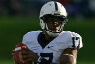 EVANSTON, IL - OCTOBER 31: Daryll Clark #17 of the Penn State Nittany Lions looks for a receiver against the Northwestern Wilcats at Ryan Field on October 31, 2009 in Evanston, Illinois. Penn State defeated Northwestern 34-13. (Photo by Jonathan Daniel/Getty Images)
