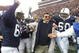 27 Oct 2001 : Penn State head coach Joe Paterno is celebrated for his 324th career win after defeating Ohio State at Beaver Field in State College, Pennsylvania . Penn State won 29-27. DIGITAL IMAGE. Mandatory Credit: Jamie Squire/Allsport