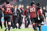 NAPLES, ITALY - OCTOBER 28:  Gianluca Zambrotta and Ronaldinho and Filippo Inzaghi of AC Milan celebrate after scoring the first goal during the Serie A match between SSC Napoli and AC Milan at Stadio San Paolo on October 28, 2009 in Rome, Italy.  (Photo by Giuseppe Bellini/Getty Images)