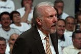 SAN ANTONIO - APRIL 20:  Head coach Gregg Popovich of the San Antonio Spurs during play against the Dallas Mavericks in Game Two of the Western Conference Quarterfinals during the 2009 NBA Playoffs at AT&T Center on April 20, 2009 in San Antonio, Texas. NOTE TO USER: User expressly acknowledges and agrees that, by downloading and or using this photograph, User is consenting to the terms and conditions of the Getty Images License Agreement.  (Photo by Ronald Martinez/Getty Images)