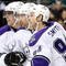 DALLAS - OCTOBER 19:  (L-R) Anze Kopitar #11, Justin Williams #14 and Ryan Smyth #94 of the Los Angeles Kings celebrate a goal against the Dallas Stars at American Airlines Center on October 19, 2009 in Dallas, Texas.  (Photo by Ronald Martinez/Getty Images)