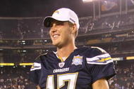 SAN DIEGO - SEPTEMBER 04:  Quarterback Philip Rivers #17 of the San Diego Chargers walks on the field after the game with the San Francisco 49ers  on September 4, 2009 at Qualcomm Stadium in San Diego, California.   The Chrgers won 26-7.  (Photo by Stephen Dunn/Getty Images)