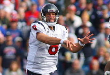 ORCHARD PARK, NY - NOVEMBER 01:  Matt Schaub #8 of the Houston Texans passes during the game against the Buffalo Bills at Ralph Wilson Stadium on November 1, 2009 in Orchard Park, New York. Houston won 31-10. (Photo by Rick Stewart/Getty Images)