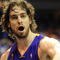 ORLANDO, FL - JUNE 14:  Pau Gasol #16 of the Los Angeles Lakers reacts in the second quarter against the Orlando Magic in Game Five of the 2009 NBA Finals on June 14, 2009 at Amway Arena in Orlando, Florida.  NOTE TO USER:  User expressly acknowledges and agrees that, by downloading and or using this photograph, User is consenting to the terms and conditions of the Getty Images License Agreement.  (Photo by Ronald Martinez/Getty Images)