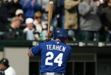 CHICAGO - APRIL 09:  Mark Teahen #24 of the Kansas City Roayls bats against the Chicago White Sox at U.S. Cellular Field on April 9, 2009 in Chicago, Illinois. The Royals won 2-1.  (Photo by Jonathan Daniel/Getty Images)