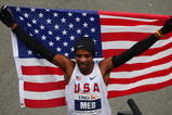 NEW YORK - NOVEMBER 01:  Meb Keflezighi of the USA celebrates after winning the 40th mens ING New York City Marathon on November 1, 2009 in New York City.  (Photo by Mike Stobe/Getty Images)