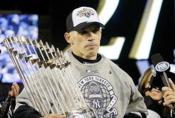 NEW YORK - NOVEMBER 04:  Manager Joe Girardi #27 of the New York Yankees celebrate after their 7-3 win against the Philadelphia Phillies in Game Six of the 2009 MLB World Series at Yankee Stadium on November 4, 2009 in the Bronx borough of New York City.  (Photo by Pool/Getty Images)