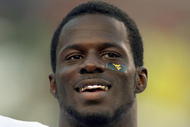 TAMPA, FL - SEPTEMBER 28: Running back Noel Devine #7 of the West Virginia Mountaineers smiles prior to taking on the University of South Florida Bulls at Raymond James Stadium September 28, 2007 in Tampa Florida. (Photo by Marc Serota/Getty Images)