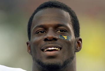 TAMPA, FL - SEPTEMBER 28: Running back Noel Devine #7 of the West Virginia Mountaineers smiles prior to taking on the University of South Florida Bulls at Raymond James Stadium September 28, 2007 in Tampa Florida. (Photo by Marc Serota/Getty Images)