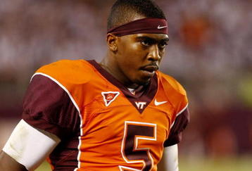 BLACKSBURG, VA - OCTOBER 29:  Quarterback Tyrod Taylor #5 of the Virginia Tech University Hokies watches the action from the sidelines during the fourth quarter of the game against the North Carolina Tar Heels at Lane Stadium on October 29, 2009 in Blacksburg, Virginia.  (Photo by Scott Halleran/Getty Images)