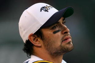 EAST RUTHERFORD, NJ - NOVEMBER 01: Mark Sanchez #6 of the New York Jets stands on the sideline during the 4th quarter against the Miami Dolphins at Giants Stadium on November 1, 2009 in East Rutherford, New Jersey. The Dolphins defeated the Jets 30-25. (Photo by Chris Trotman/Getty Images)