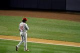NEW YORK - OCTOBER 29:  Starting pitcher Pedro Martinez #45 of the Philadelphia Phillies comes out of the game in the seventh inning against the New York Yankees in Game Two of the 2009 MLB World Series against at Yankee Stadium on October 29, 2009 in the Bronx borough of New York City.  (Photo by Nick Laham/Getty Images)
