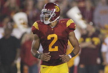 LOS ANGELES, CA - OCTOBER 24:  Taylor Mays #2 of the USC Trojans eyes the play against the Oregon State Beavers on October 24, 2009 at the Los Angeles Coliseum in Los Angeles, California.  USC won 42-36.  (Photo by Jeff Golden/Getty Images)
