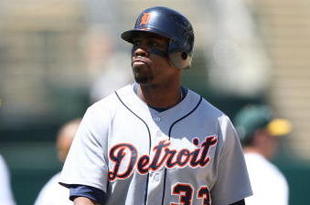 OAKLAND, CA - JULY 01:  Marcus Thames #33 of the Detroit Tigers looks on after losing to the Oakland Athletics during a Major League Baseball game on July 1, 2009 at the Oakland Coliseum in Oakland, California.  (Photo by Jed Jacobsohn/Getty Images)