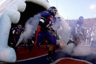 BOISE, ID - NOVEMBER 20: The Boise State Broncos take the field before the game with Louisiana Tech at Bronco Stadium on November 20, 2004 in Boise, Idaho. Boise State defeated Louisiana Tech 55-14. (Photo by Jeff Gross/Getty Images)