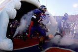 BOISE, ID - NOVEMBER 20:  The Boise State Broncos take the field before the game with Louisiana Tech at Bronco Stadium on November 20, 2004 in Boise, Idaho. Boise State defeated Louisiana Tech 55-14. (Photo by Jeff Gross/Getty Images)