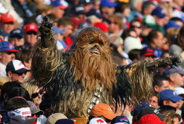 ORCHARD PARK, NY - NOVEMBER 01:  A fan dressed as the Star Wars character Chewbacca watches the Buffalo Bills game against the Houston Texans at Ralph Wilson Stadium on November 1, 2009 in Orchard Park, New York. Houston won 31-10. (Photo by Rick Stewart/Getty Images)
