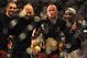 LAS VEGAS - JULY 11: (2nd R) Georges St. Pierre celebrates his victory against Thiago Alves during their welterweight title bout during UFC 100 on July 11, 2009 in Las Vegas, Nevada. St. Pierre defeated Alves by unanimous decision. (Photo by Jon Kopaloff/Getty Images)
