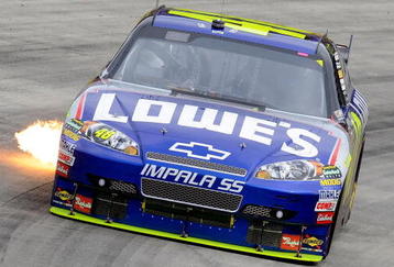 MARTINSVILLE, VA - OCTOBER 25:  Jimmie Johsnon drives the #48 Lowe's Chevrolet during the NASCAR Sprint Cup Series TUMS Fast Relief 500 at Martinsville Speedway on October 25, 2009 in Martinsville, Virginia.  (Photo by John Harrelson/Getty Images)