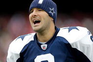 KANSAS CITY, MO - OCTOBER 11: Quarterback Tony Romo #9 of the Dallas Cowboys warms up prior to the NFL game against the Kansas City Chiefs at Arrowhead Stadiumin on October 11, 2009 Kansas City, Missouri. The Cowboys defeated the Chiefs 26-20 in overtime. (Photo by Jamie Squire/Getty Images)