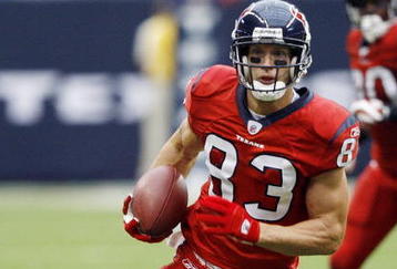 HOUSTON - SEPTEMBER 27:  Wide receiver Kevin Walter #83 of the Houston Texans runs with the ball after a reception against the Jacksonville Jaguars at Reliant Stadium on September 27, 2009 in Houston, Texas.  (Photo by Bob Levey/Getty Images)