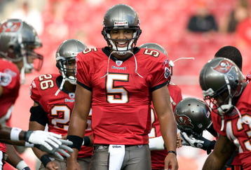 TAMPA, FL - SEPTEMBER 04:  Quarterback Josh Freeman #5 of the Tampa Bay Buccaneers warms up just before the start of the game against the Houston Texans at Raymond James Stadium on September 4, 2009 in Tampa, Florida.  (Photo by J. Meric/Getty Images)