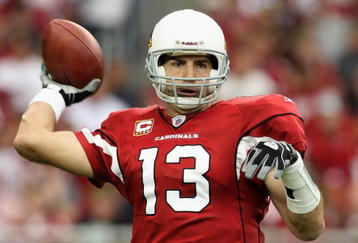 GLENDALE, AZ - NOVEMBER 01:  Quarterback Kurt Warner #13 of the Arizona Cardinals throws a pass during the NFL game against the Carolina Panthers at the Universtity of Phoenix Stadium on November 1, 2009 in Glendale, Arizona. The Panthers defeated the Cardinals 34-21. (Photo by Christian Petersen/Getty Images)