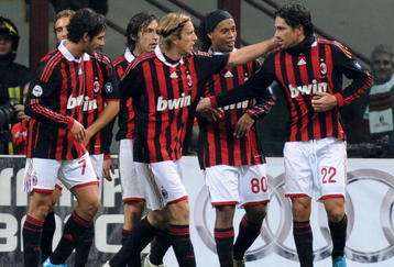 MILAN, ITALY - OCTOBER 31:  Players of AC Milan celebrate Marco Borriello's second goal during the Serie A match between AC Milan and Parma FC at Stadio Giuseppe Meazza on October 31, 2009 in Milan, Italy.  (Photo by Massimo Cebrelli/Getty Images)