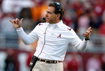 TUSCALOOSA, AL - OCTOBER 24:  Head coach Nick Saban of the Alabama Crimson Tide makes a signal from the sidelines against the Tennessee Volunteers at Bryant-Denny Stadium on October 24, 2009 in Tuscaloosa, Alabama.  (Photo by Kevin C. Cox/Getty Images)