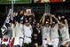 NEW YORK - NOVEMBER 04:  (L-R) A.J. Burnett #34, Jorge Posada #20, Derek Jeter #2, Mariano Rivera #42 (holding trophy) Robinson Cano #24 and Nick Swisher #33 of the New York Yankees against the Philadelphia Phillies in Game Six of the 2009 MLB World Series at Yankee Stadium on November 4, 2009 in the Bronx borough of New York City.  (Photo by Chris McGrath/Getty Images)