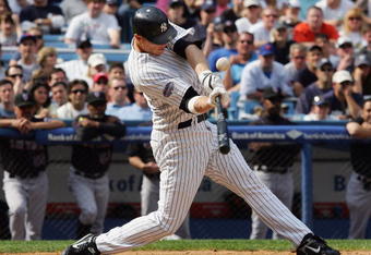 NEW YORK - MAY 17: Shelley Duncan #17 of the New York Yankees bats against the New York Mets on May 17, 2008 at Yankee Stadium in the Bronx borough of New York City. (Photo by Jim McIsaac/Getty Images) 