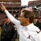 TUSCALOOSA, AL - OCTOBER 24: Head coach Nick Saban of the Alabama Crimson Tide celebrates after their 12-10 win over the Tennessee Volunteers at Bryant-Denny Stadium on October 24, 2009 in Tuscaloosa, Alabama. (Photo by Kevin C. Cox/Getty Images)