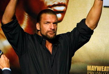 LAS VEGAS - SEPTEMBER 18:  WWE wrestler Triple H attends the official weigh-in for boxers Floyd Mayweather Jr. and Juan Manuel Marquez at the MGM Grand Garden Arena September 18, 2009 in Las Vegas, Nevada. The two will fight at the MGM on September 19.  (Photo by Ethan Miller/Getty Images)