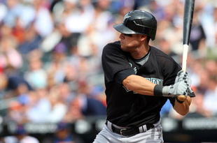 NEW YORK - APRIL 29: Jeremy Hermida #27 of the Florida Marlins bats against the New York Mets on April 29, 2009 at Citi Field in the Flushing neighborhood of the Queens borough of New York City. The Marlins defeated the Mets 4-3. (Photo by Jim McIsaac/Getty Images)