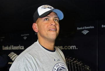 NEW YORK - NOVEMBER 04:  Alex Rodriguez #13 of the New York Yankees celebrates with the trophy after their 7-3 win against the Philadelphia Phillies in Game Six of the 2009 MLB World Series at Yankee Stadium on November 4, 2009 in the Bronx borough of New York City.  (Photo by Nick Laham/Getty Images)