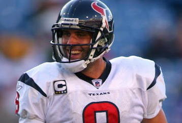 ORCHARD PARK, NY - NOVEMBER 01:  Matt Schaub #8 of the Houston Texans smiles during the game against the Buffalo Bills at Ralph Wilson Stadium on November 1, 2009 in Orchard Park, New York. Houston won 31-10. (Photo by Rick Stewart/Getty Images)